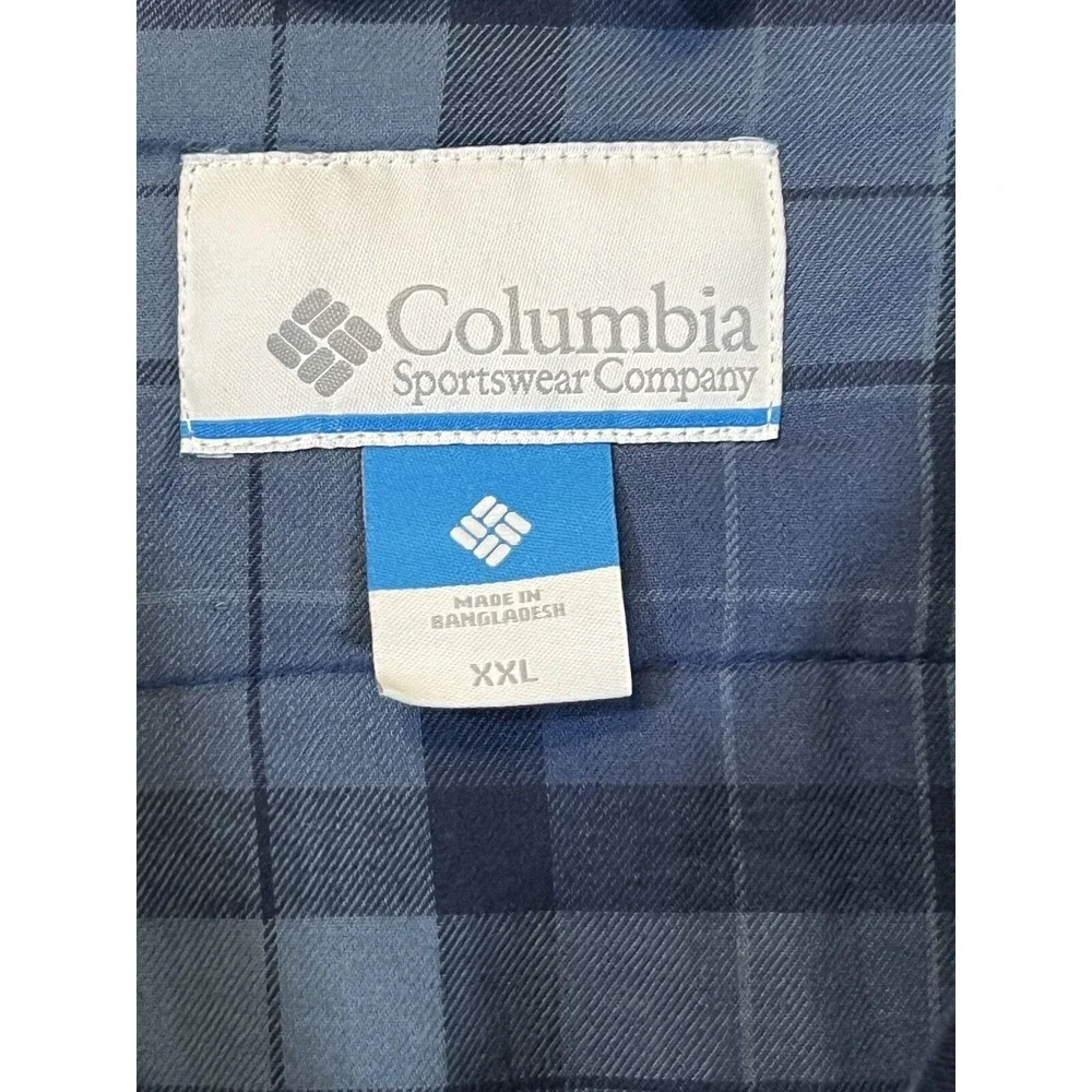 Columbia Lodge Chore Coat Jacket Mens XXL Navy Blanket Leather‎ Patch Canvas 90s